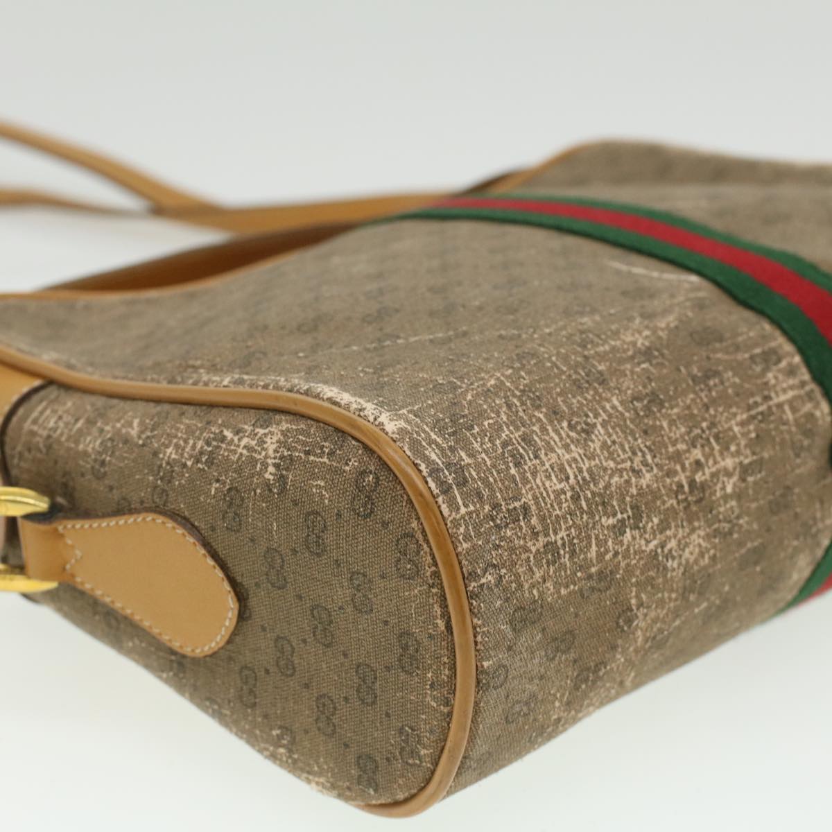 GUCCI Micro GG Canvas Web Sherry Line Shoulder Bag Beige Red Green fm1935
