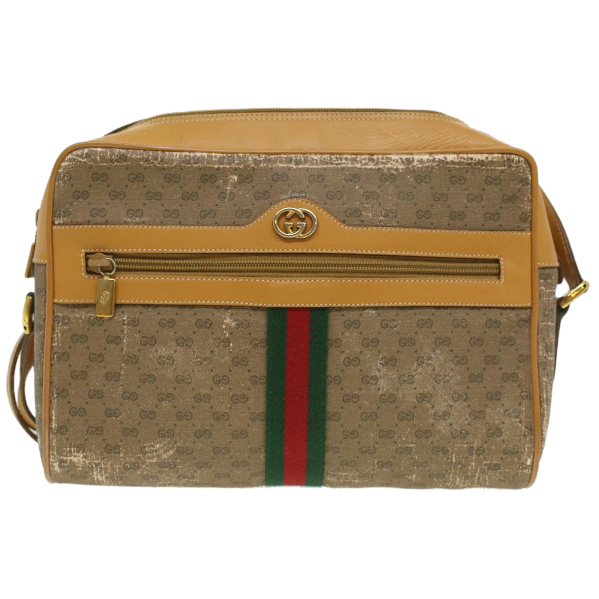 GUCCI Micro GG Canvas Web Sherry Line Shoulder Bag Beige Red Green fm1935