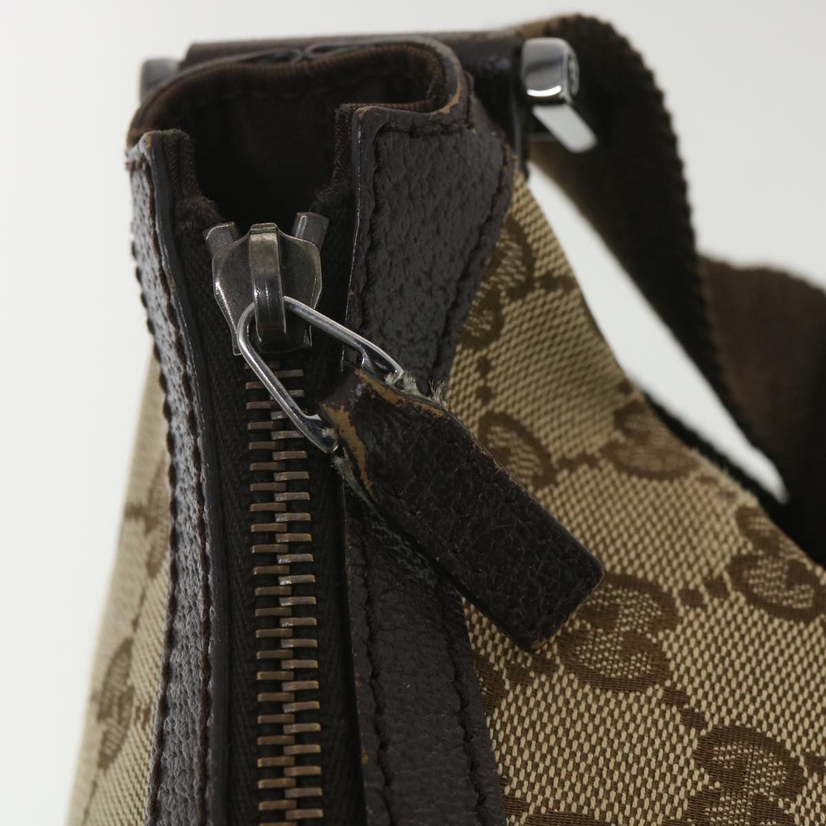 GUCCI GG Canvas Shoulder Bag Beige Dark Brown 181092 fm2121