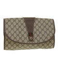 GUCCI GG Canvas Web Sherry Line Clutch Bag Beige Red 156.01.031 fm2132
