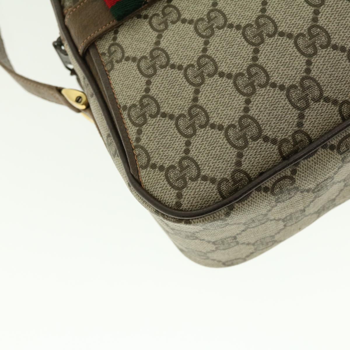 GUCCI GG Canvas Web Sherry Line Shoulder Bag Beige Red Green fm2200