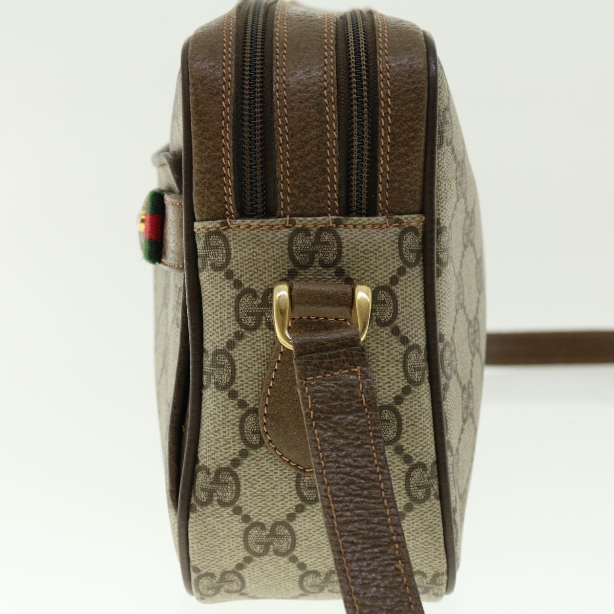 GUCCI GG Canvas Web Sherry Line Shoulder Bag Beige Red Green fm2200