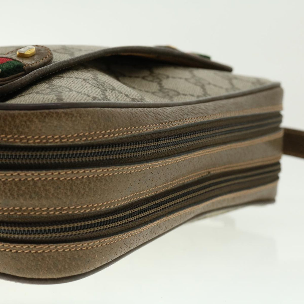 GUCCI GG Canvas Web Sherry Line Shoulder Bag Beige Red Green fm2200