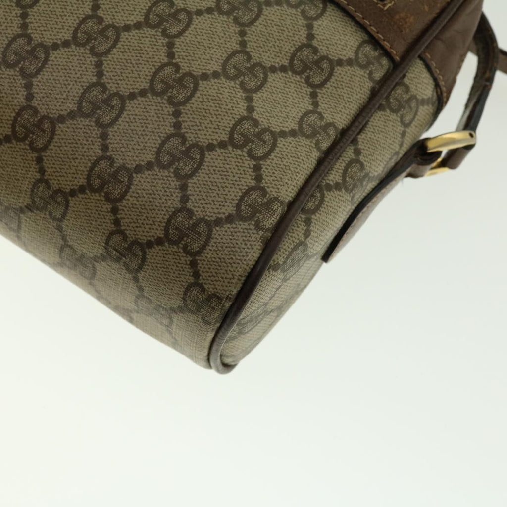 GUCCI GG Canvas Web Sherry Line Shoulder Bag PVC Leather Beige Green fm2201