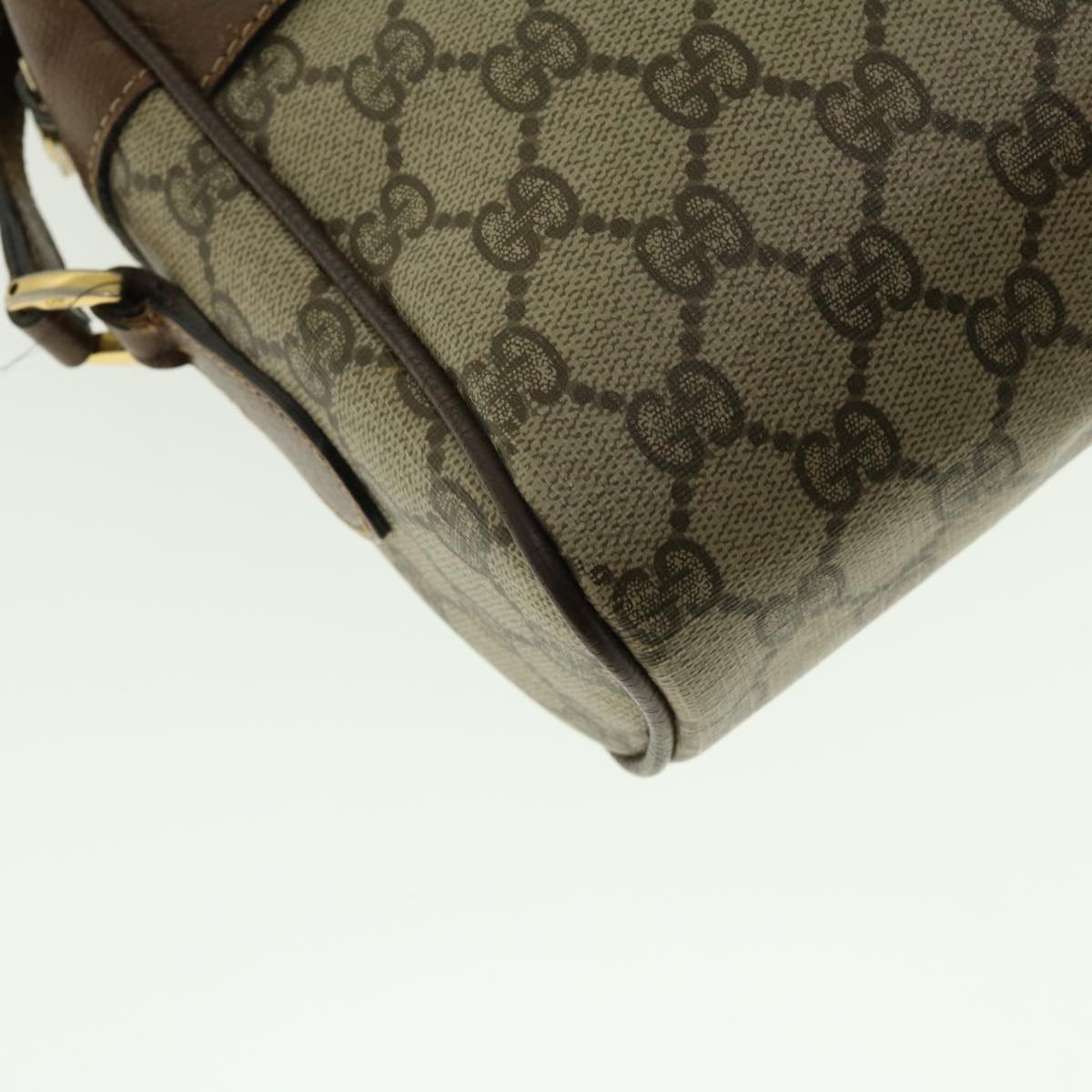 GUCCI GG Canvas Web Sherry Line Shoulder Bag PVC Leather Beige Green fm2201