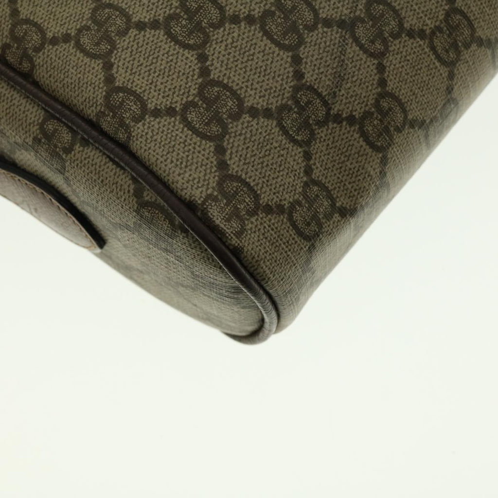 GUCCI GG Canvas Web Sherry Line Shoulder Bag PVC Leather Beige Green fm2201