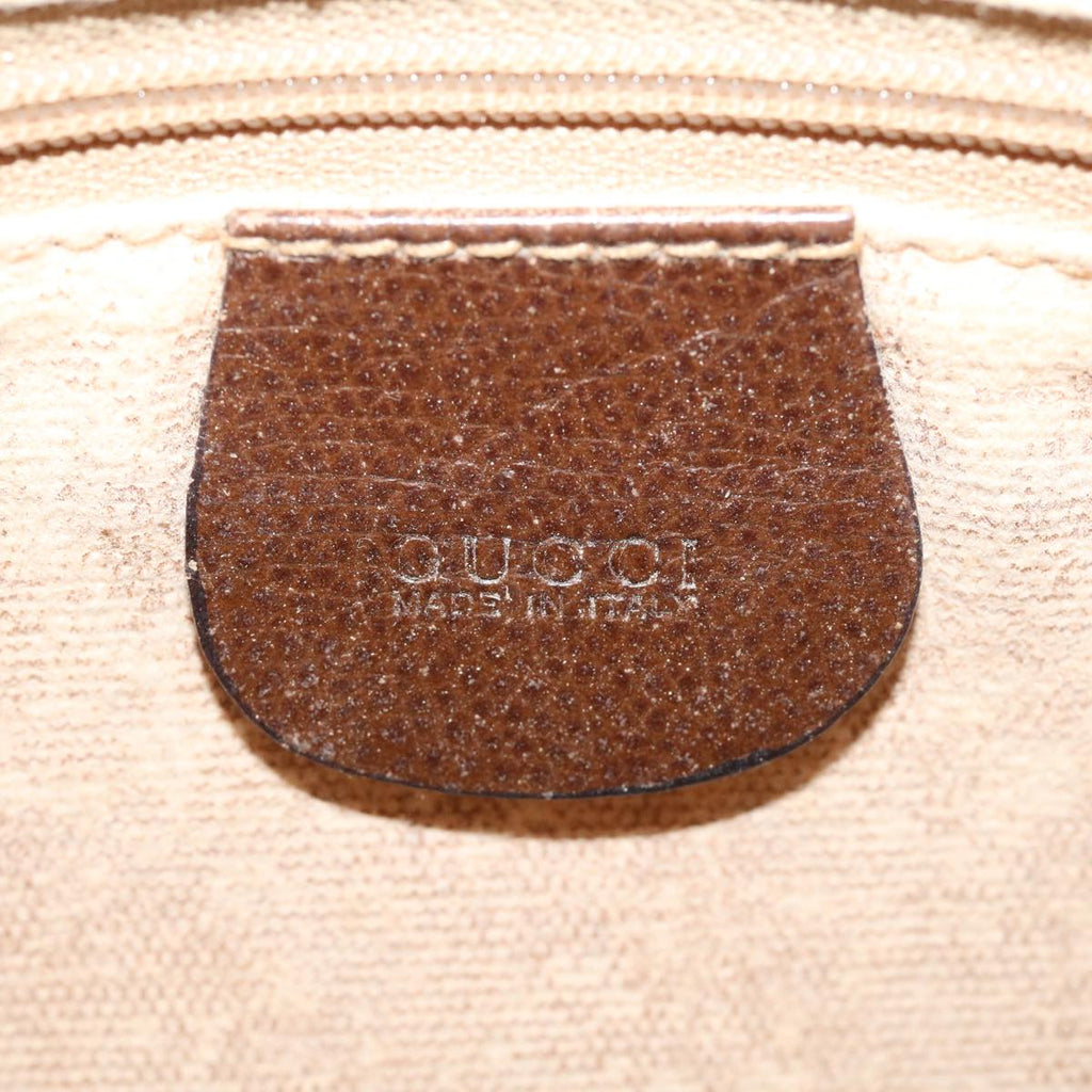 GUCCI GG Canvas Web Sherry Line Shoulder Bag PVC Leather Beige Green fm2201