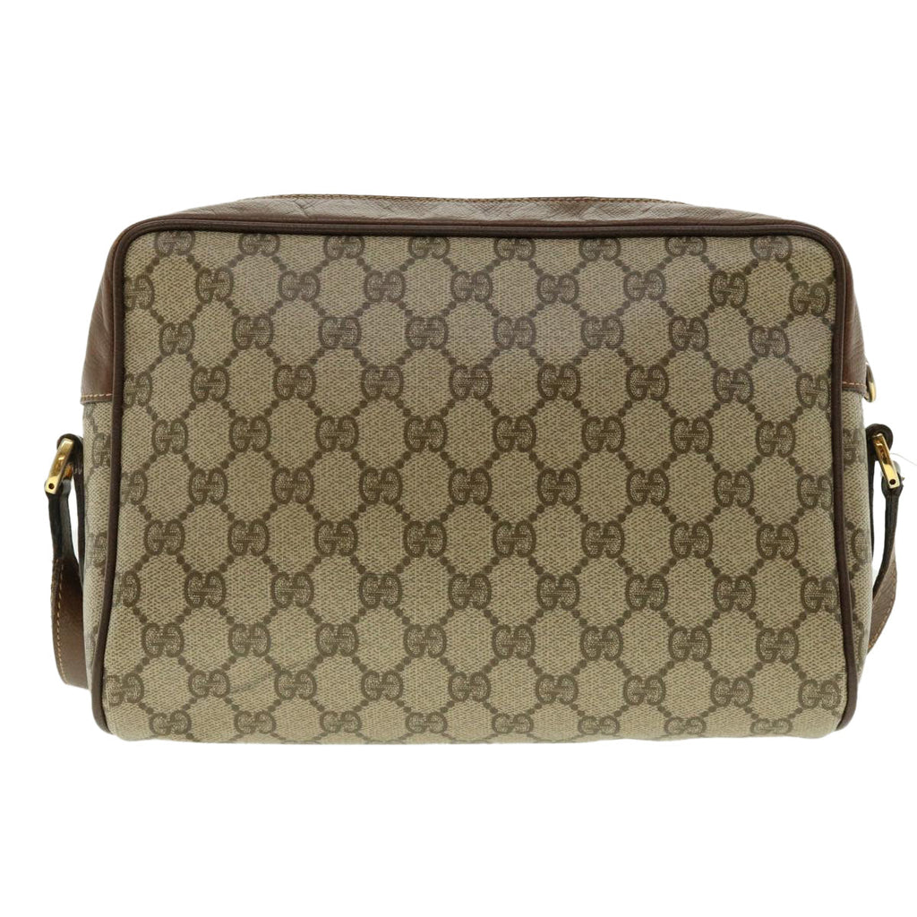GUCCI GG Canvas Web Sherry Line Shoulder Bag PVC Leather Beige Green fm2201