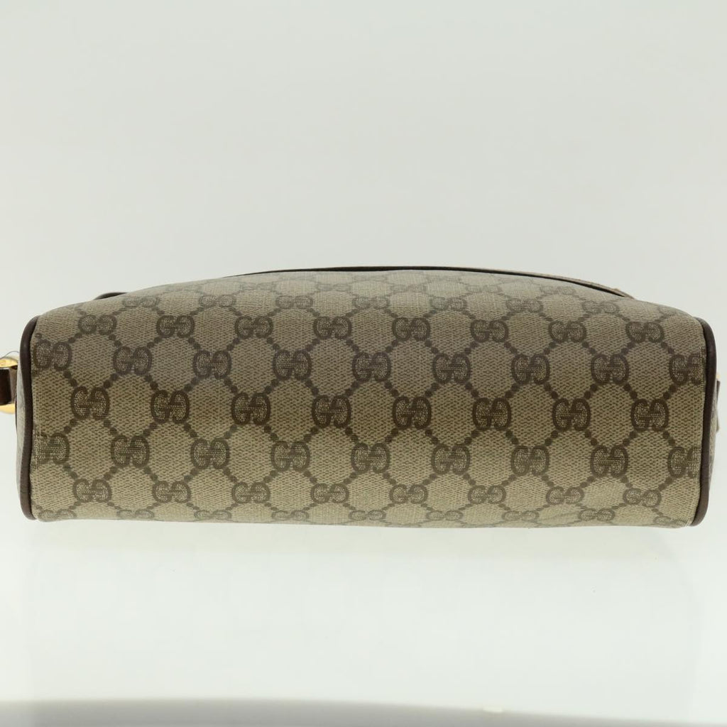 GUCCI GG Canvas Web Sherry Line Shoulder Bag PVC Leather Beige Green fm2201