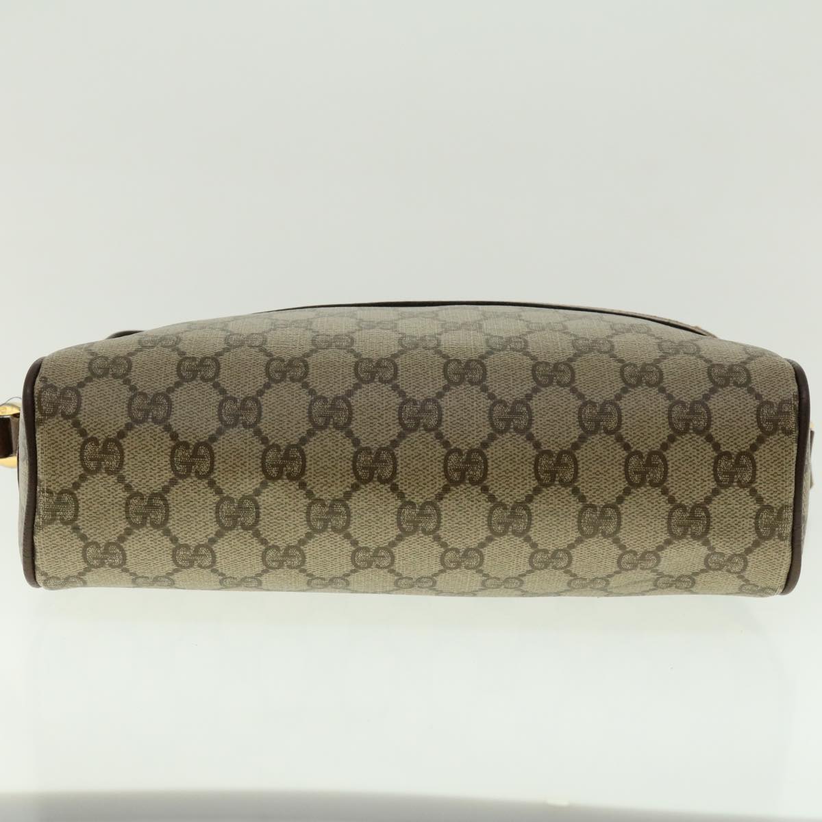 GUCCI GG Canvas Web Sherry Line Shoulder Bag PVC Leather Beige Green fm2201