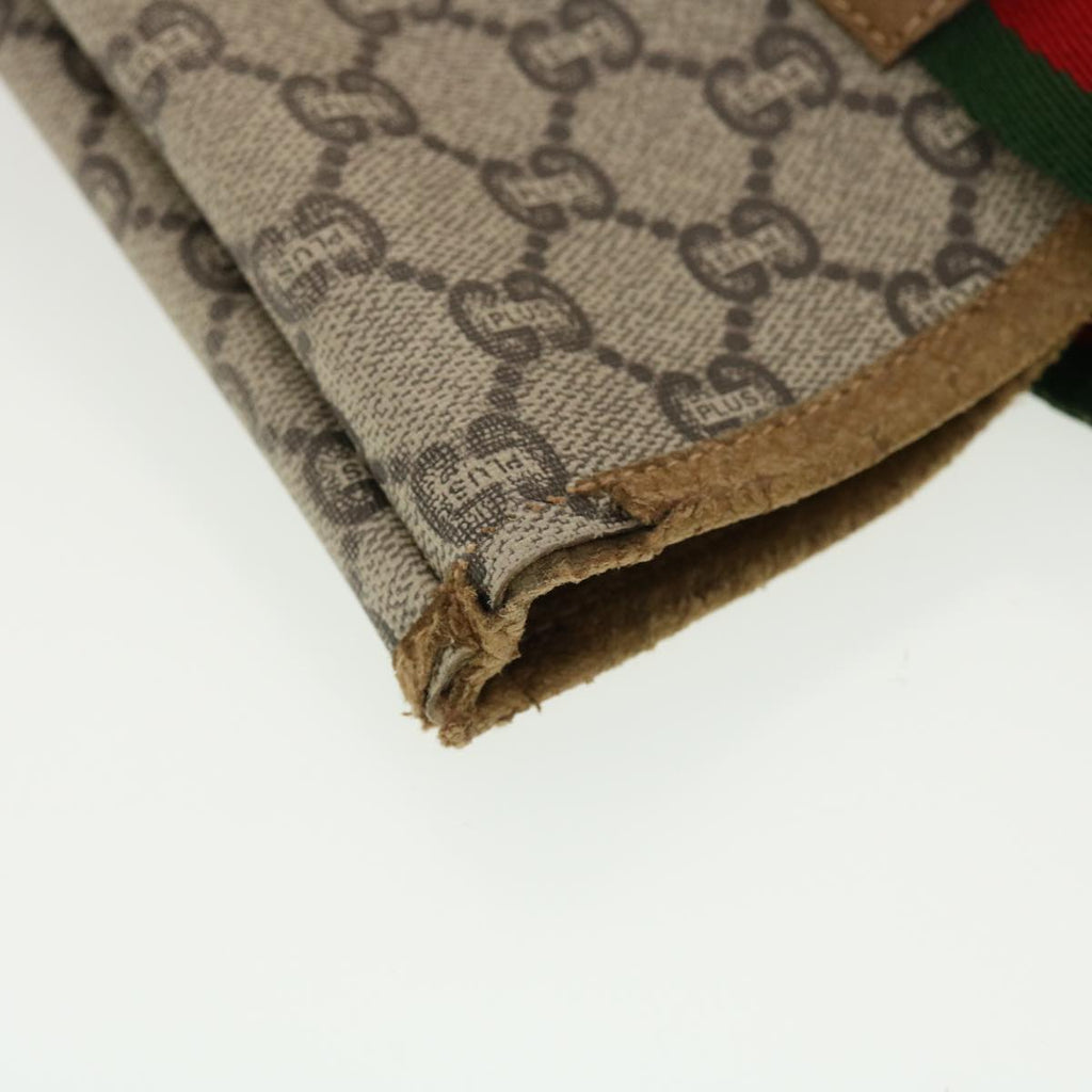 GUCCI GG Plus Canvas Web Sherry Line Tote Bag Beige Red Green fm2209