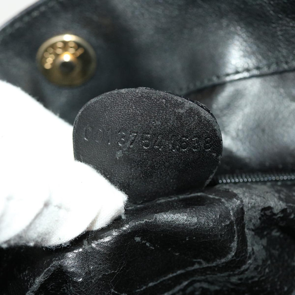 GUCCI Bamboo Shoulder Bag Leather Black fm2313