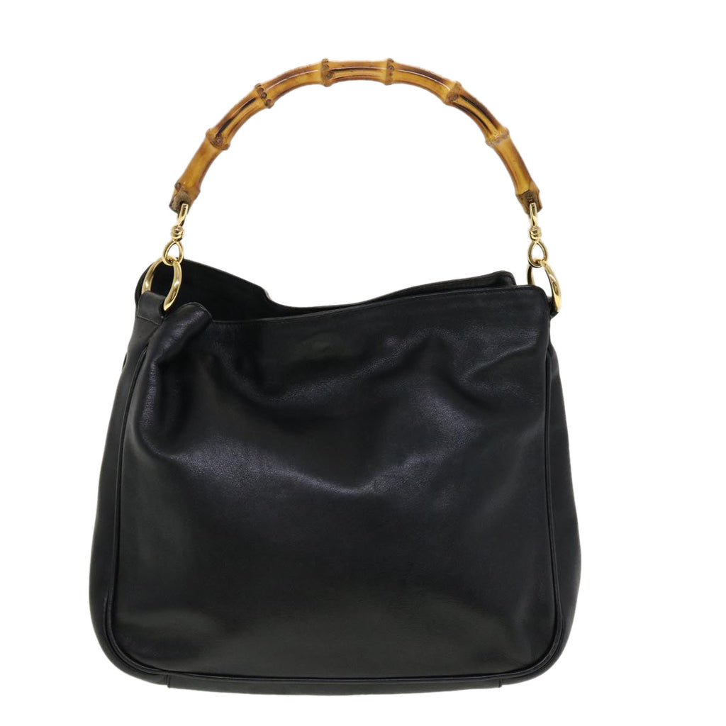 GUCCI Bamboo Shoulder Bag Leather Black fm2313