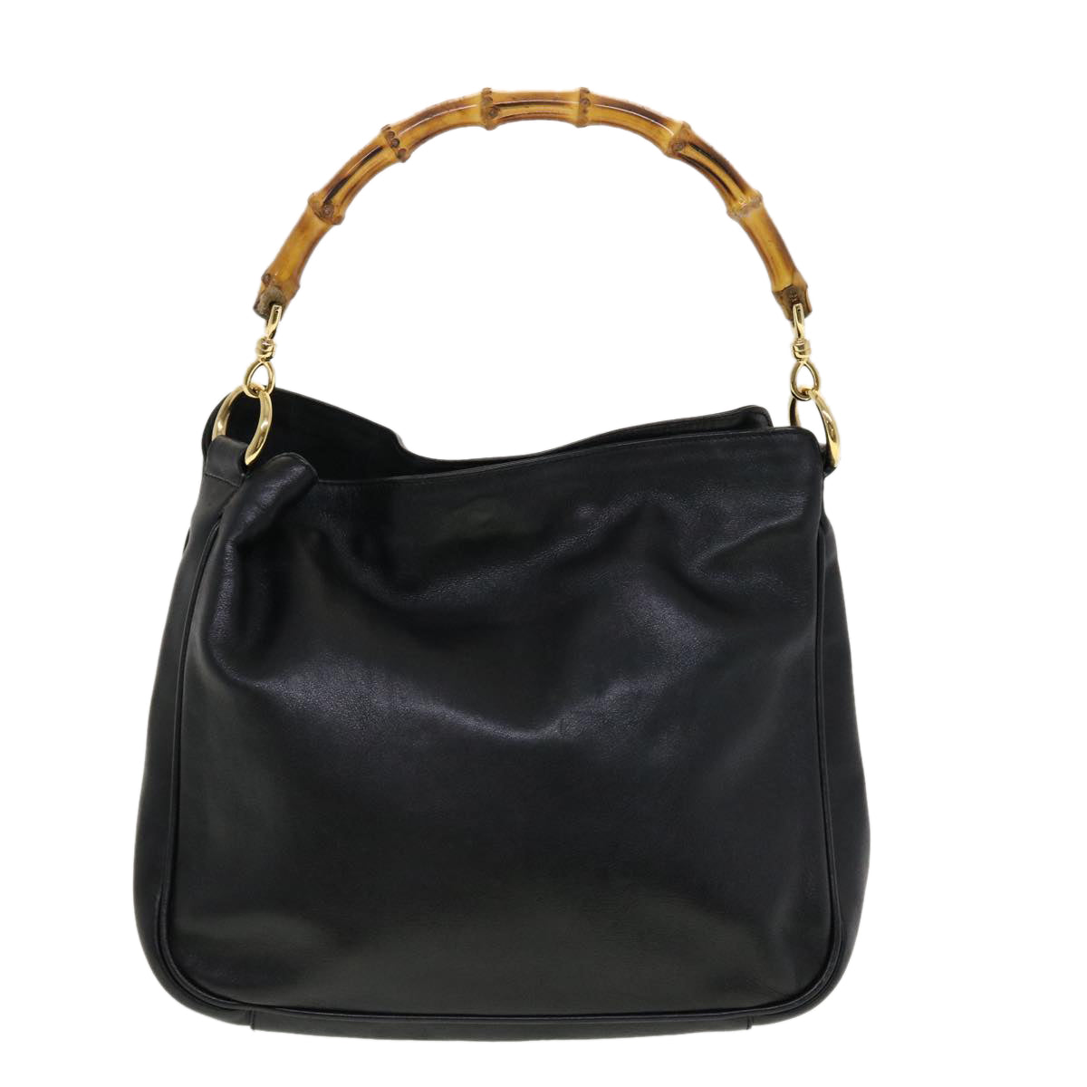 GUCCI Bamboo Shoulder Bag Leather Black fm2313