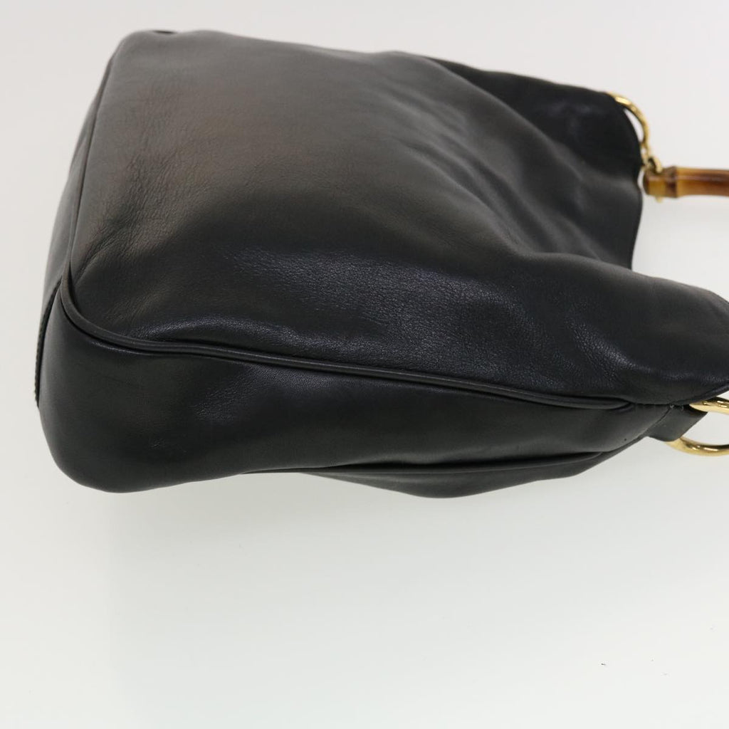 GUCCI Bamboo Shoulder Bag Leather Black fm2313