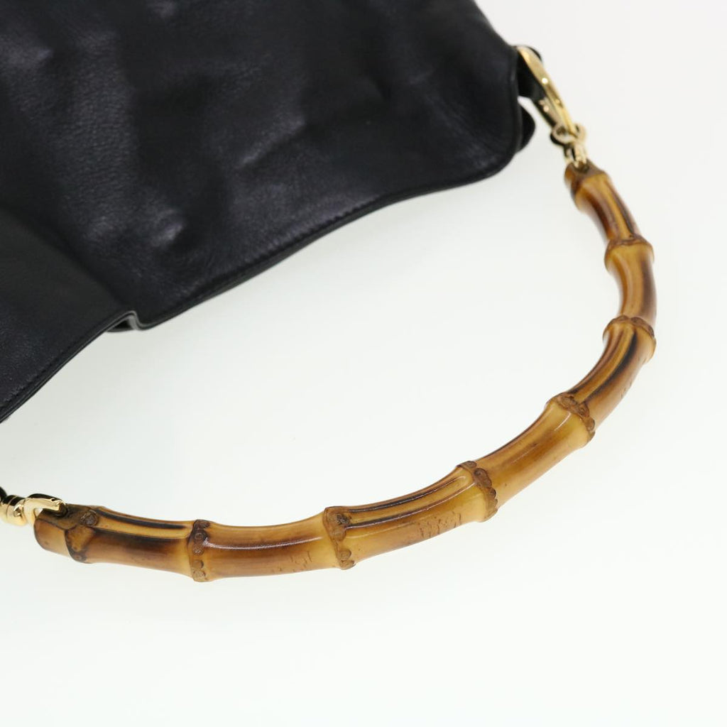 GUCCI Bamboo Shoulder Bag Leather Black fm2313