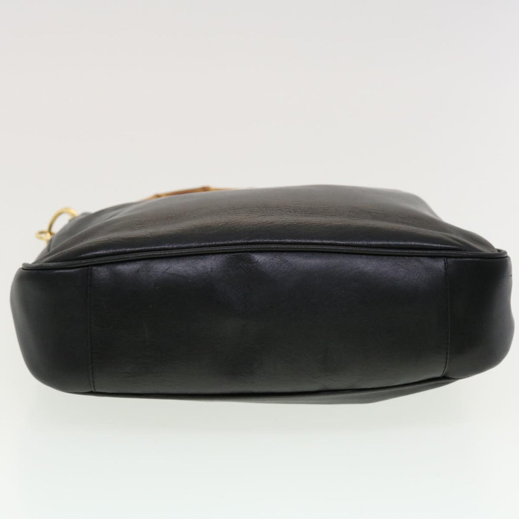 GUCCI Bamboo Shoulder Bag Leather Black fm2313