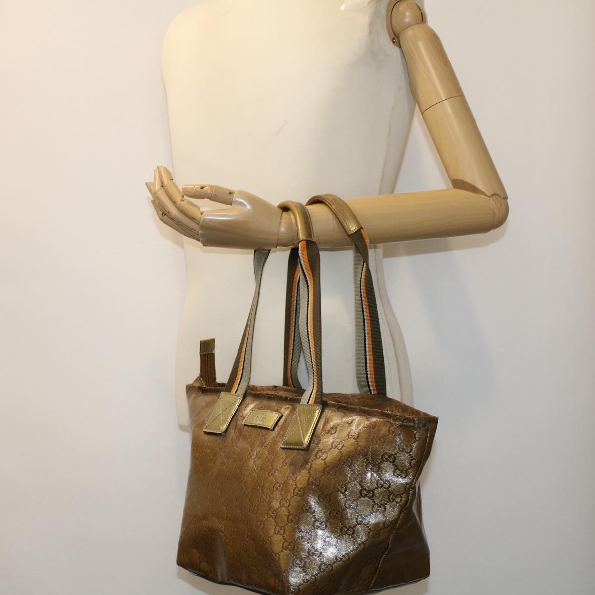 GUCCI GG Crystal Tote Bag Gold 131230 fm2314