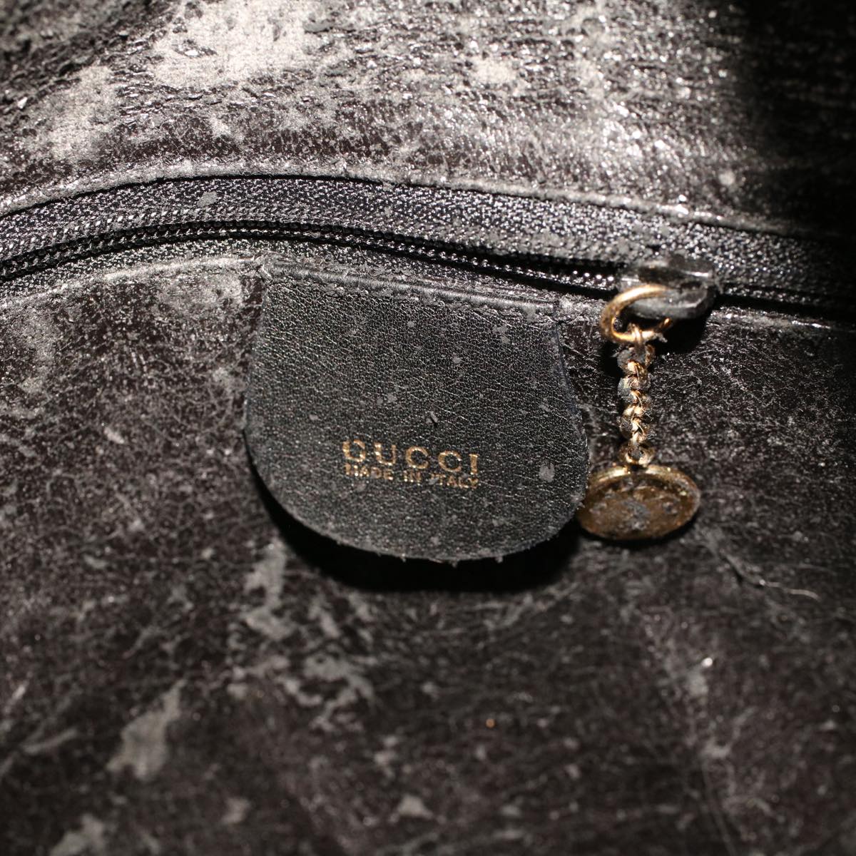 GUCCI Bamboo Shoulder Bag Leather Black fm2318
