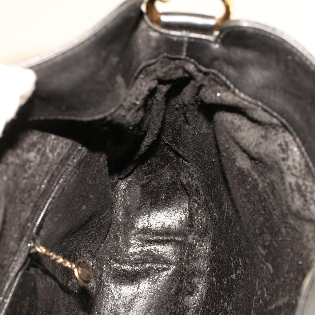 GUCCI Bamboo Shoulder Bag Leather Black fm2318