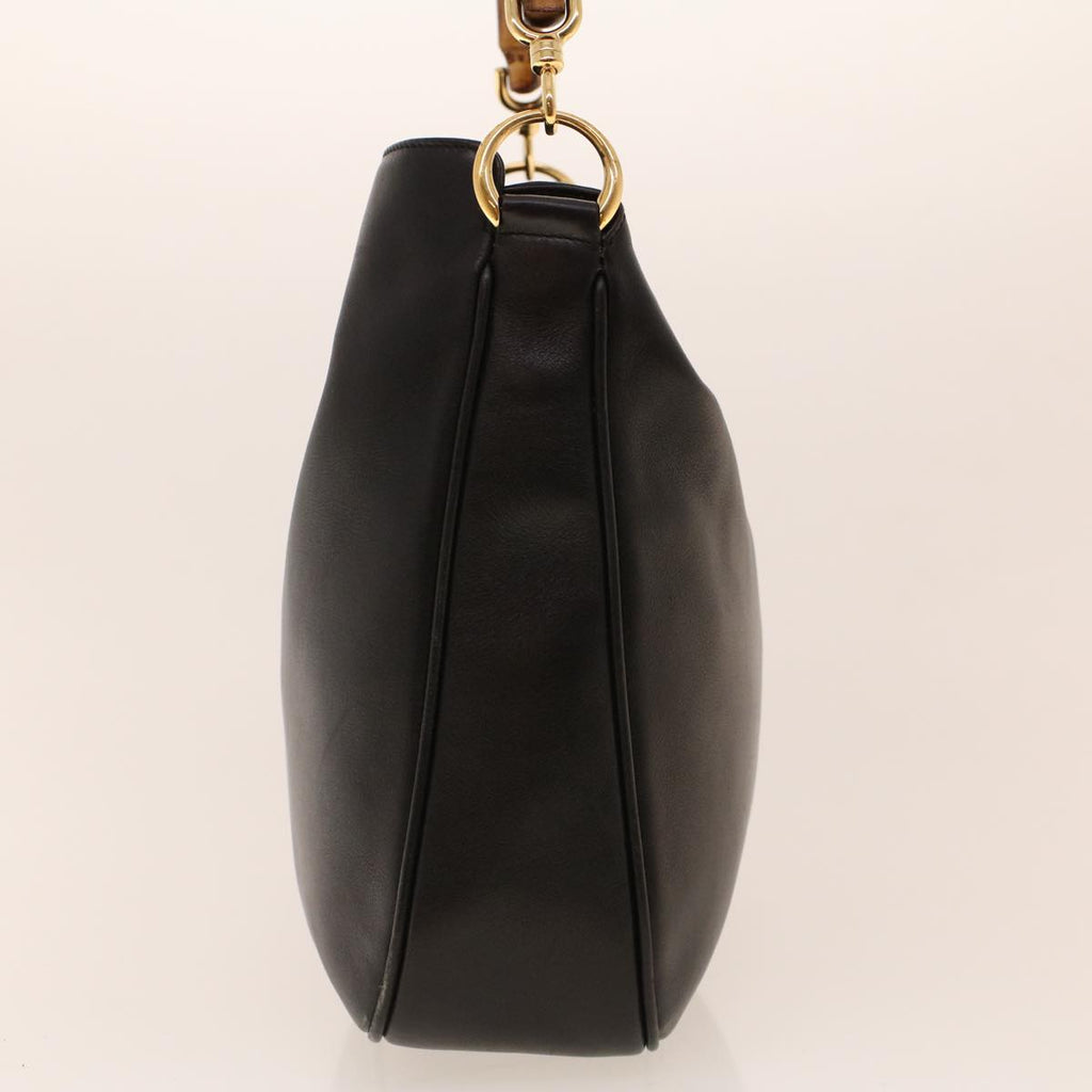 GUCCI Bamboo Shoulder Bag Leather Black fm2318
