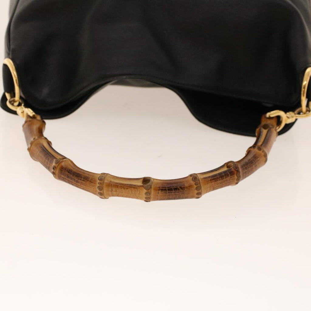 GUCCI Bamboo Shoulder Bag Leather Black fm2318