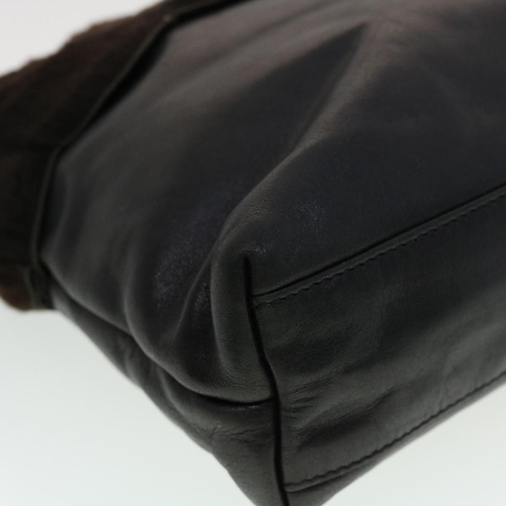 FENDI Clutch Bag Leather Black fm2351