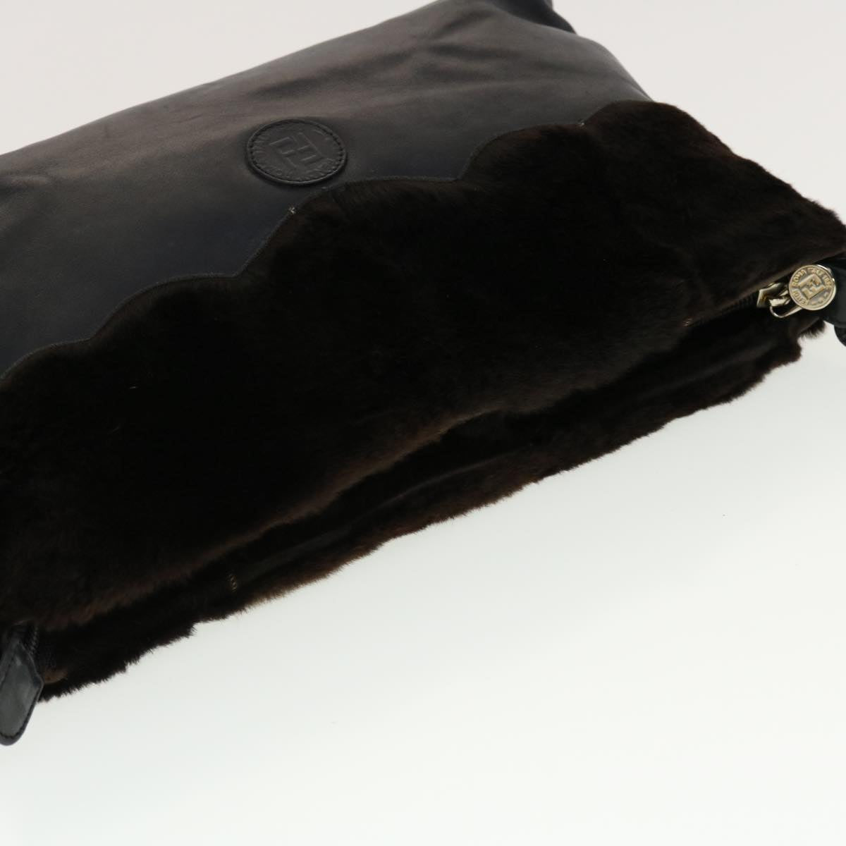 FENDI Clutch Bag Leather Black fm2351