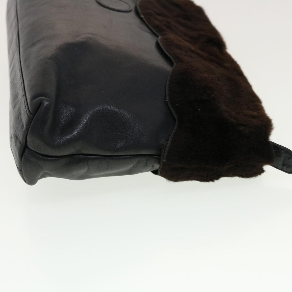 FENDI Clutch Bag Leather Black fm2351