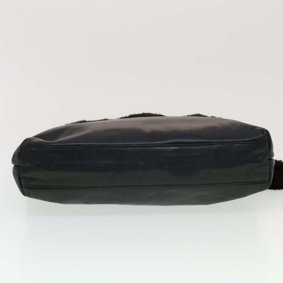 FENDI Clutch Bag Leather Black fm2351
