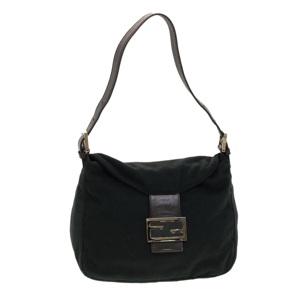 FENDI Mamma Baguette Shoulder Bag Wool Black fm2356