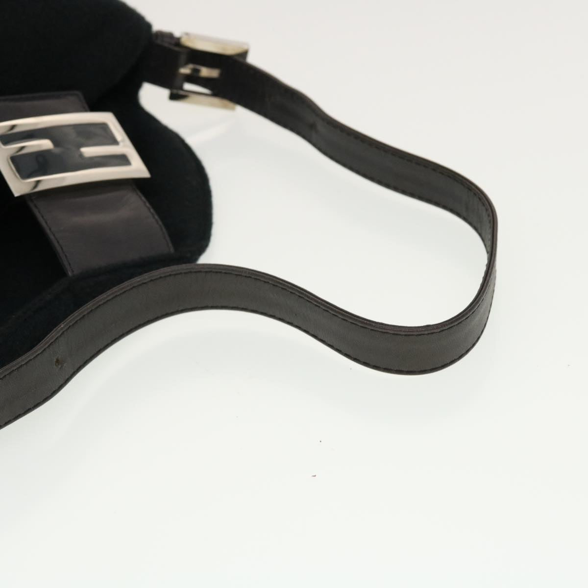 FENDI Mamma Baguette Shoulder Bag Wool Black fm2356