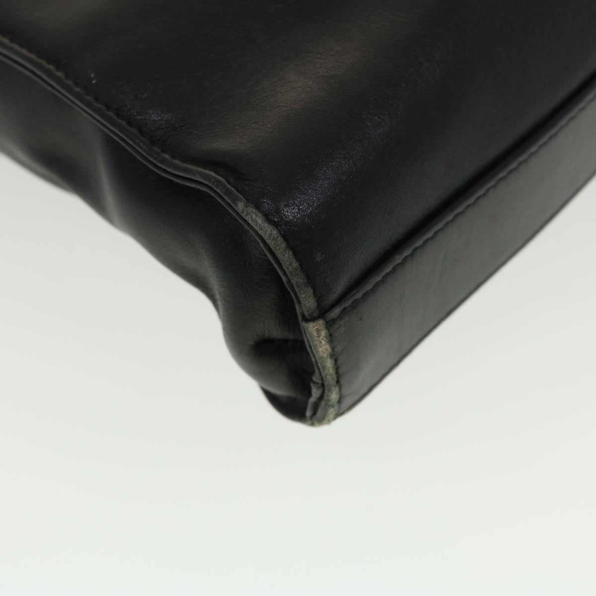 GUCCI Bamboo Hand Bag Leather 2way Black fm2374