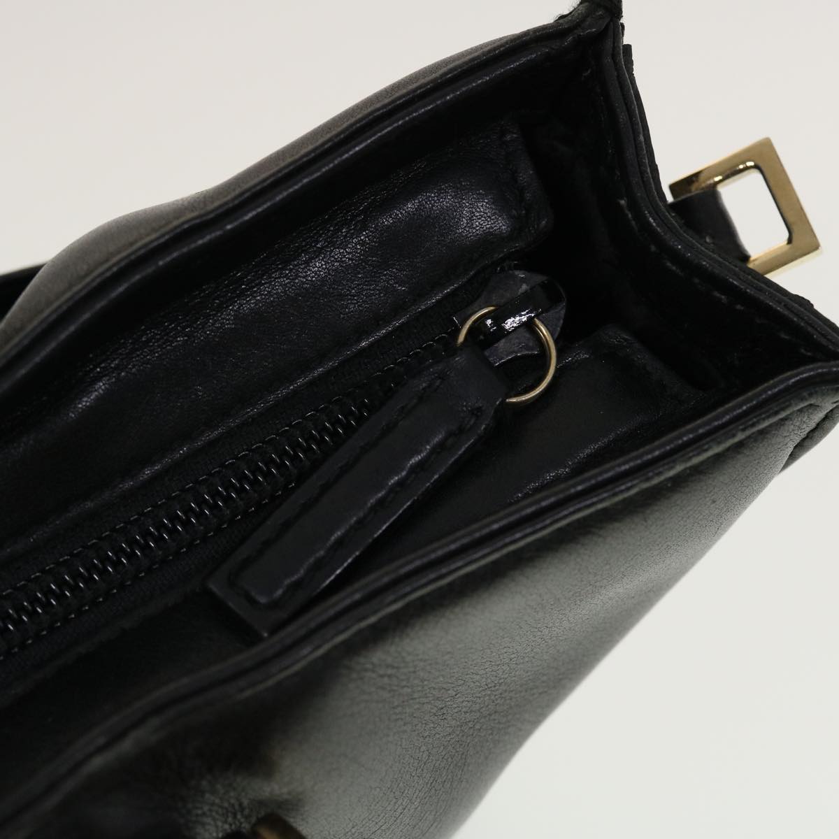 GUCCI Bamboo Hand Bag Leather 2way Black fm2374