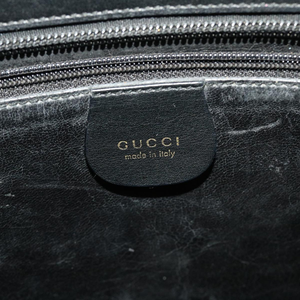 GUCCI Bamboo Hand Bag Leather 2way Black fm2374