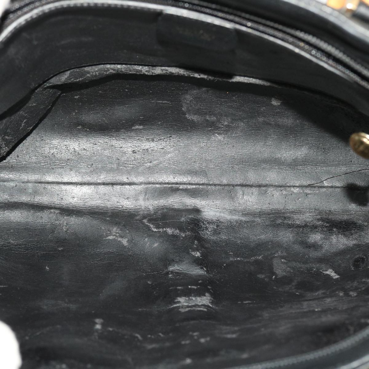 GUCCI Bamboo Hand Bag Leather 2way Black fm2374