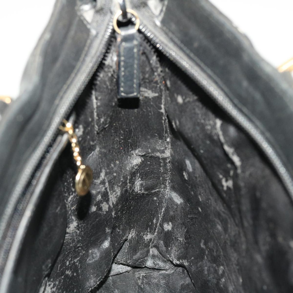 GUCCI Bamboo Hand Bag Leather 2way Black fm2374