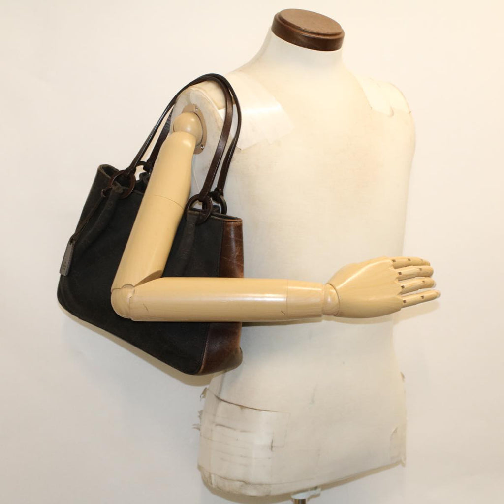 GUCCI GG Canvas Tote Bag Canvas Leather Dark Brown fm2491