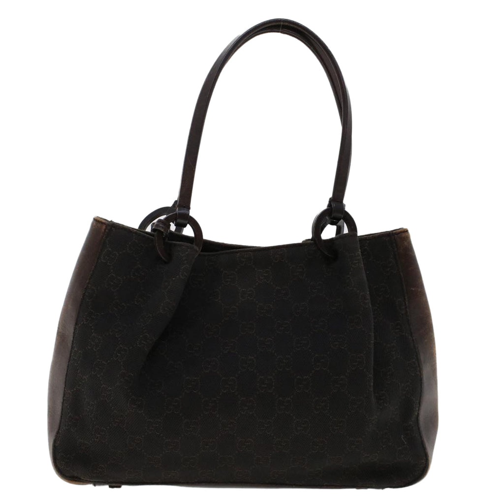 GUCCI GG Canvas Tote Bag Canvas Leather Dark Brown fm2491