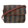 FENDI Pecan Canvas Shoulder Bag Black Brown Auth fm2527