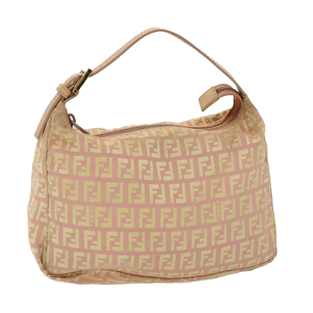 FENDI Zucchino Canvas Hand Bag Pink Gold fm2528