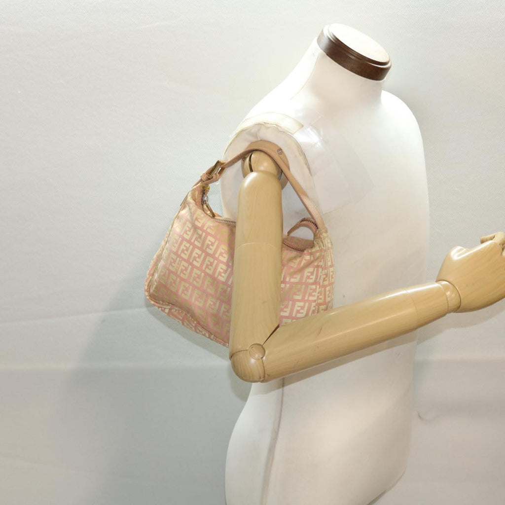 FENDI Zucchino Canvas Hand Bag Pink Gold fm2528