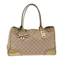GUCCI GG Canvas Tote Bag Beige Gold Tone 163805 fm2594