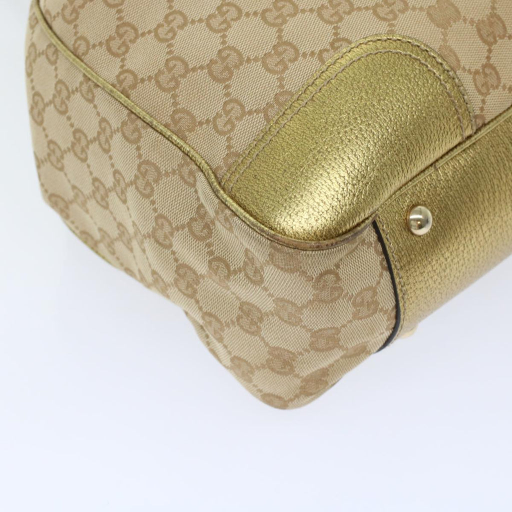 GUCCI GG Canvas Tote Bag Beige Gold Tone 163805 fm2594