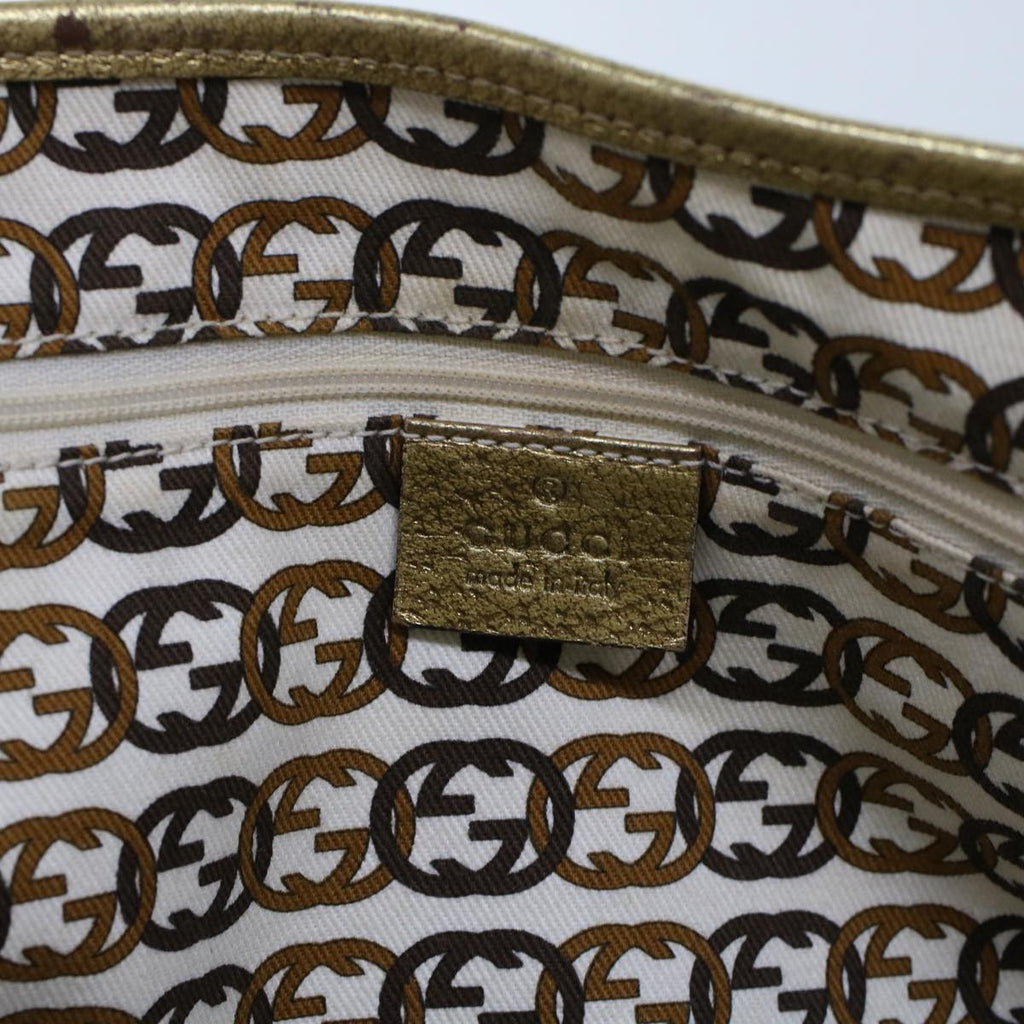 GUCCI GG Canvas Tote Bag Beige Gold Tone 163805 fm2594