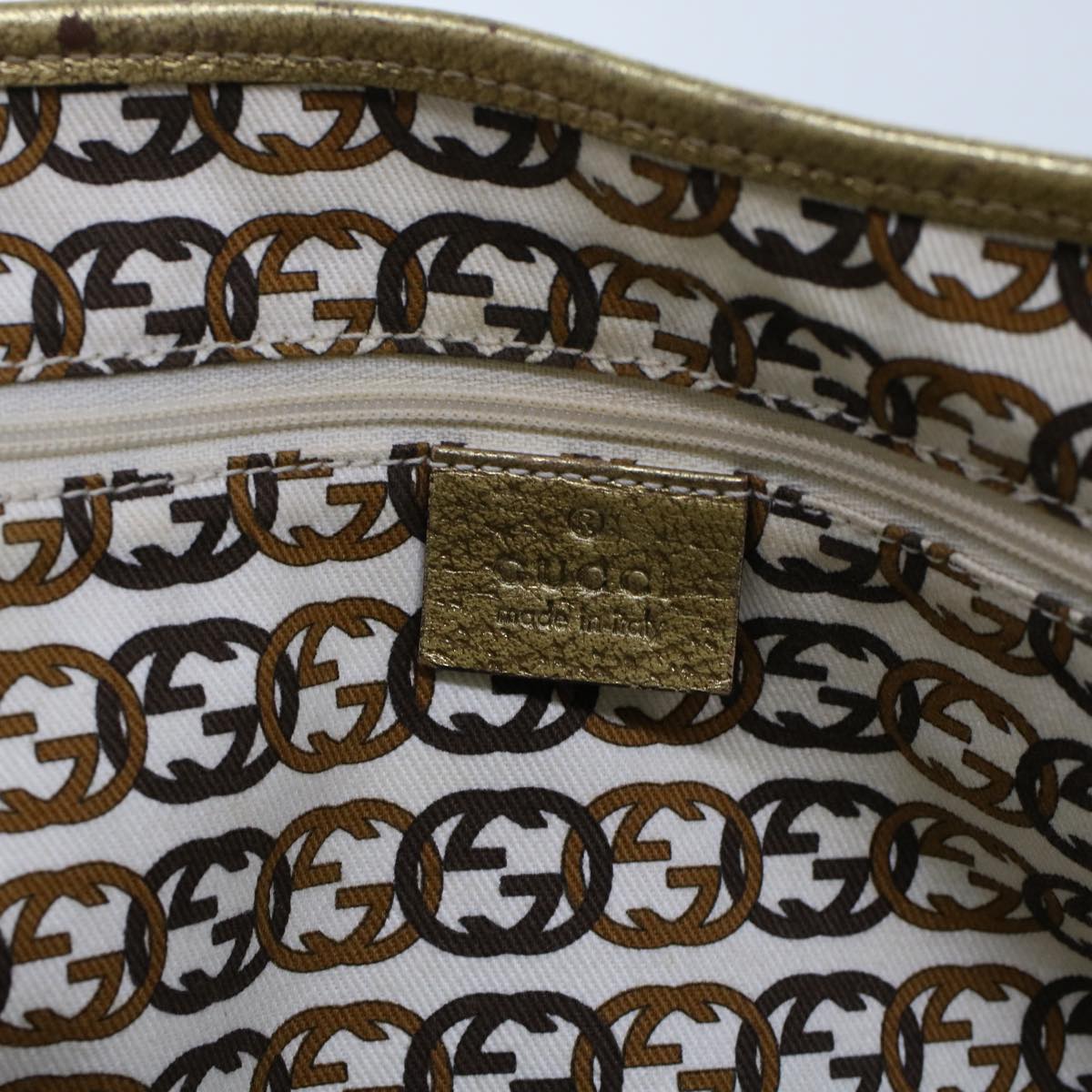 GUCCI GG Canvas Tote Bag Beige Gold Tone 163805 fm2594