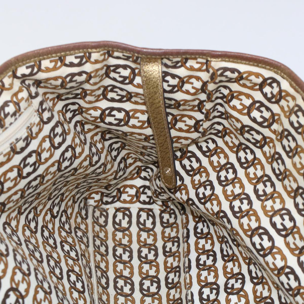 GUCCI GG Canvas Tote Bag Beige Gold Tone 163805 fm2594