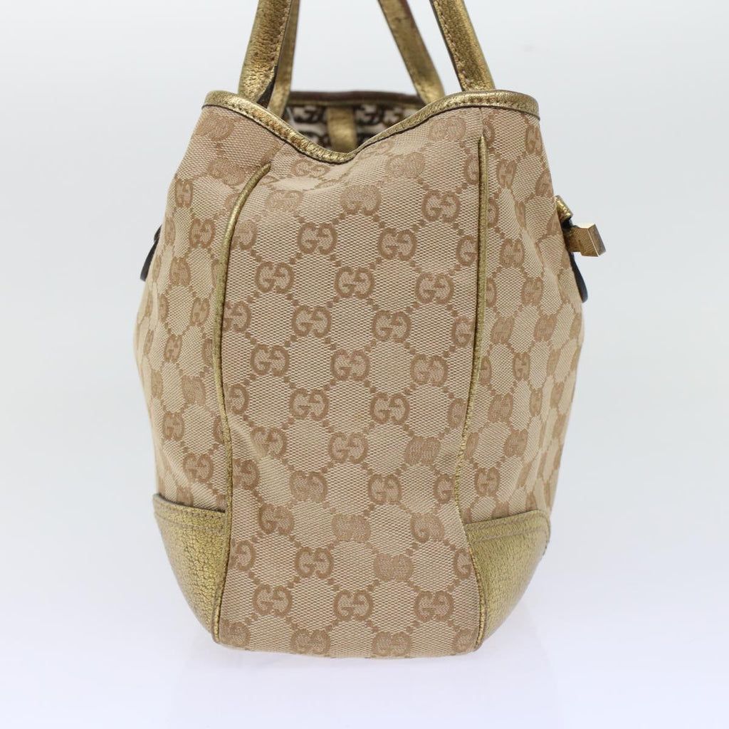 GUCCI GG Canvas Tote Bag Beige Gold Tone 163805 fm2594