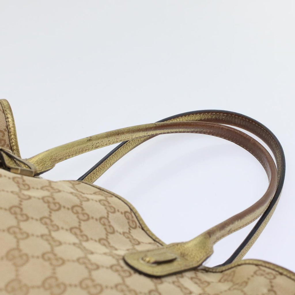 GUCCI GG Canvas Tote Bag Beige Gold Tone 163805 fm2594