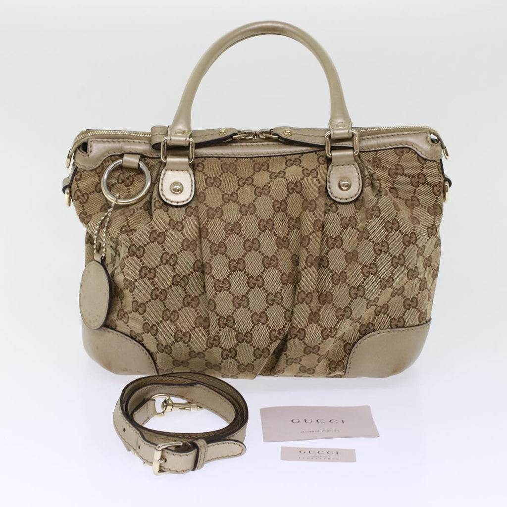 GUCCI GG Canvas Hand Bag 2way Beige 247902 fm2597